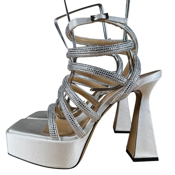 Mach & Mach Sydney 140MM Platform Sandals White Size 39.5 NIB - Picture 5 of 16